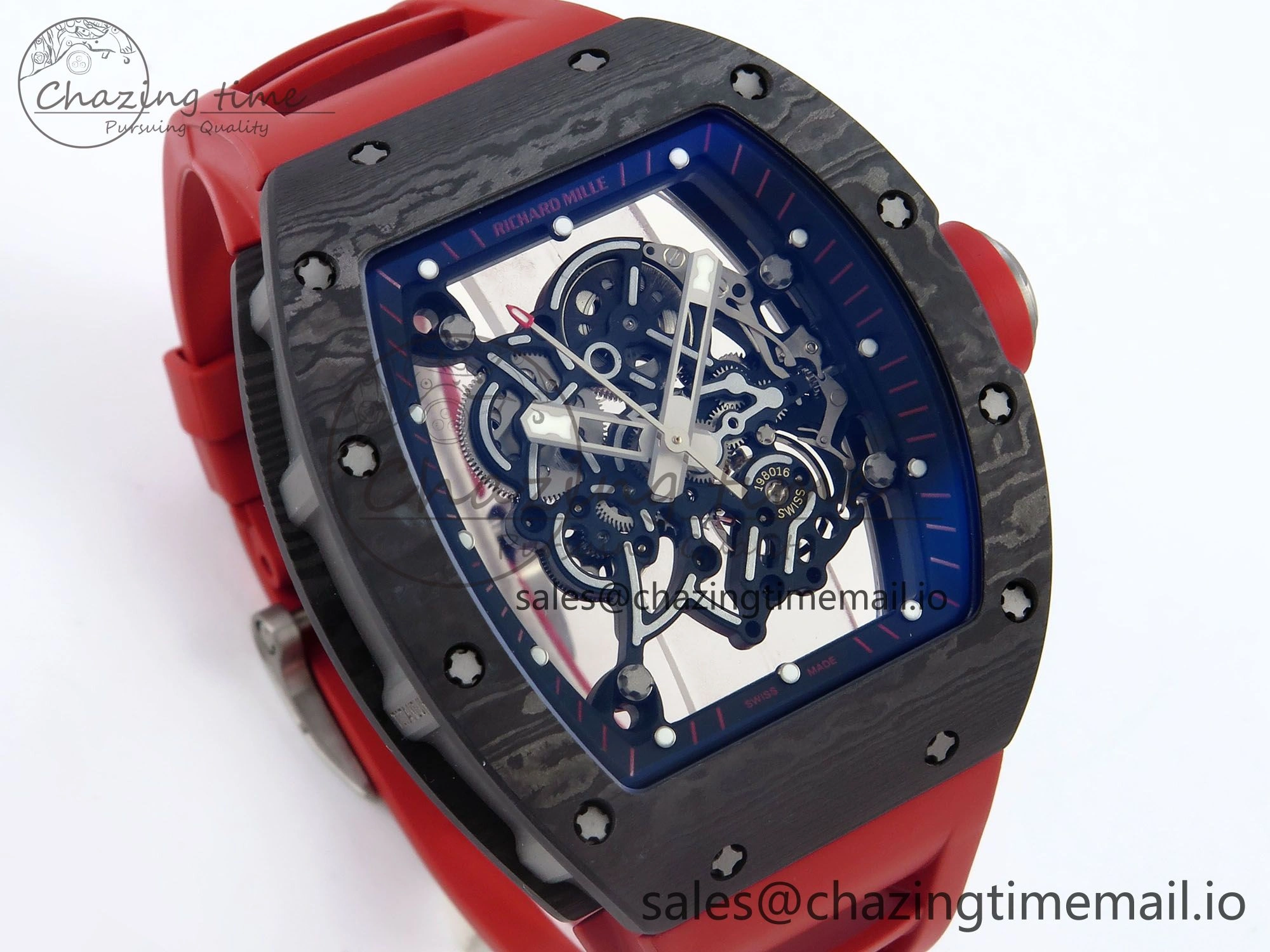 RM055 Ti NTPT UOKF 1:1 Best Edition Black Inner Bezel Red Crown on Red Rubber Strap RMUL2 Super Clone Thermal 9223