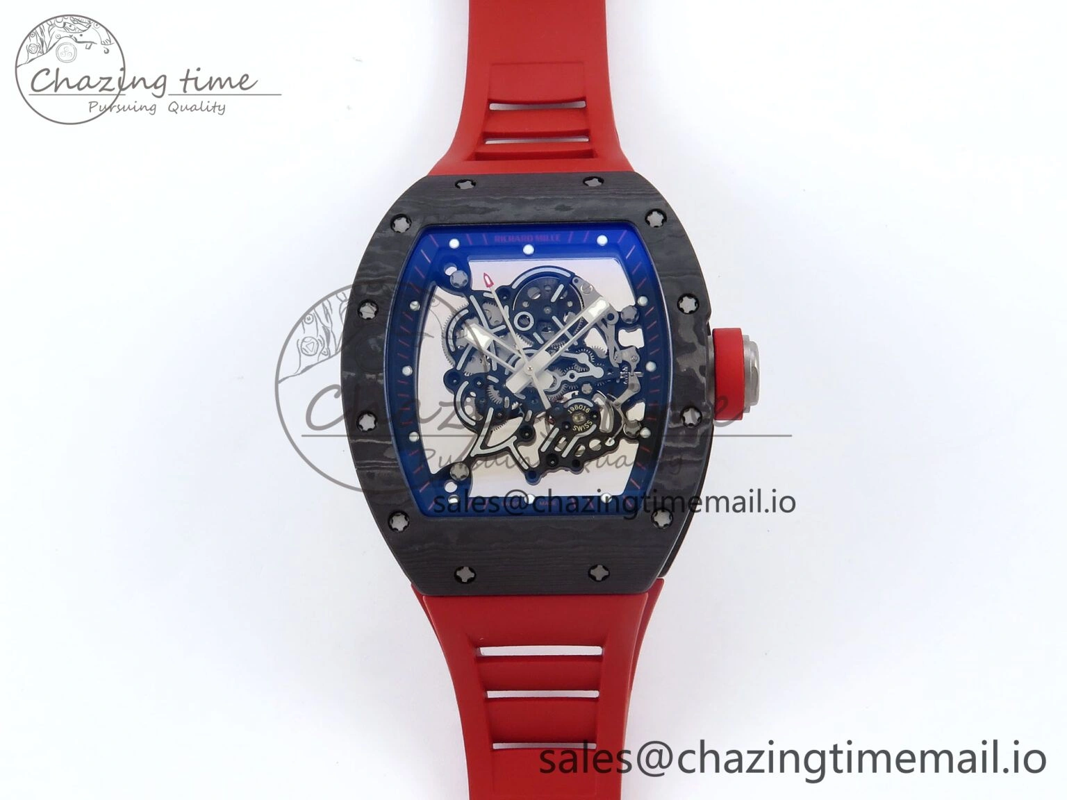 RM055 Ti NTPT UOKF 1:1 Best Edition Black Inner Bezel Red Crown on Red Rubber Strap RMUL2 Super Clone Thermal 9223