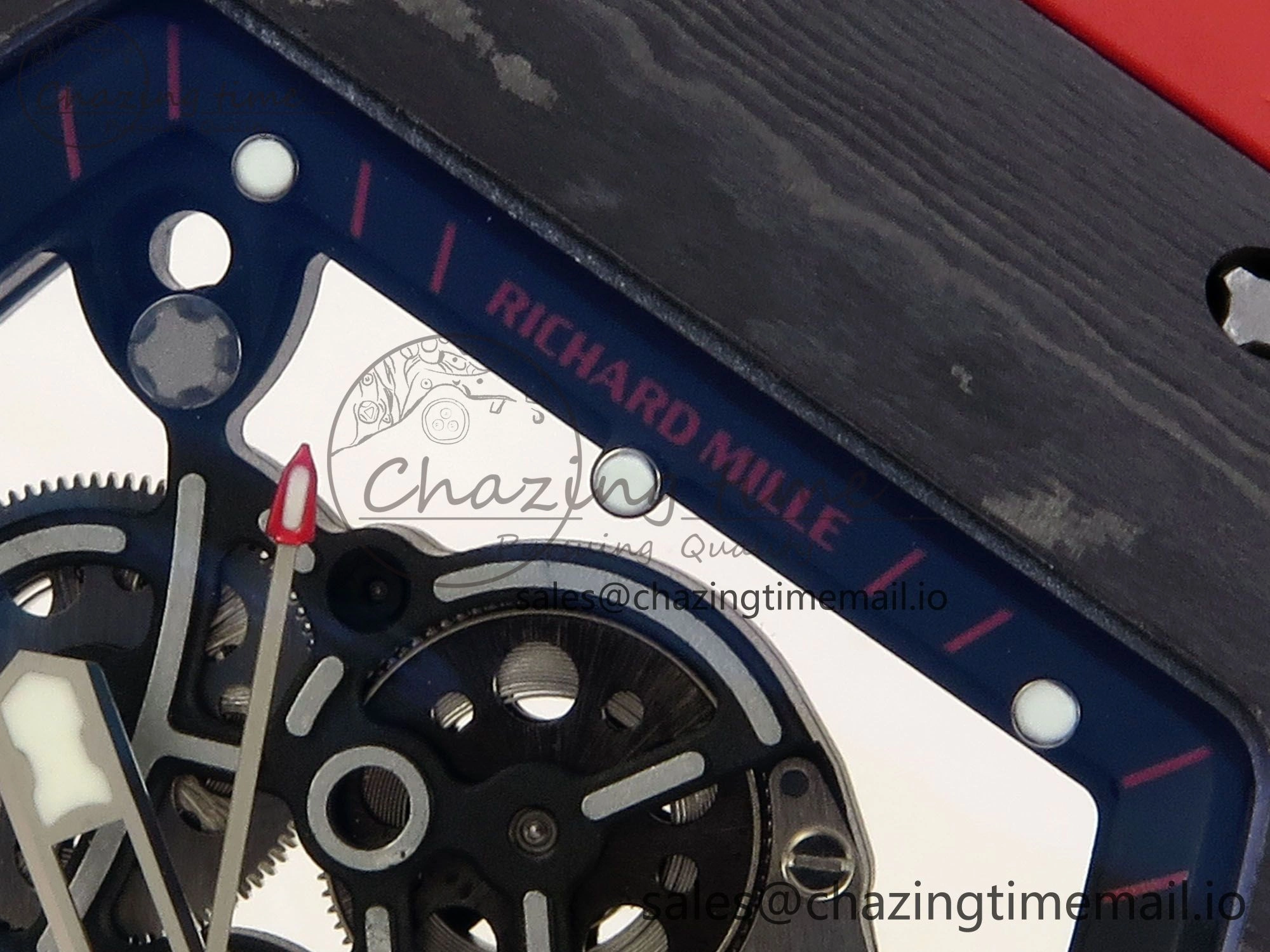 RM055 Ti NTPT UOKF 1:1 Best Edition Black Inner Bezel Red Crown on Red Rubber Strap RMUL2 Super Clone Thermal 9223
