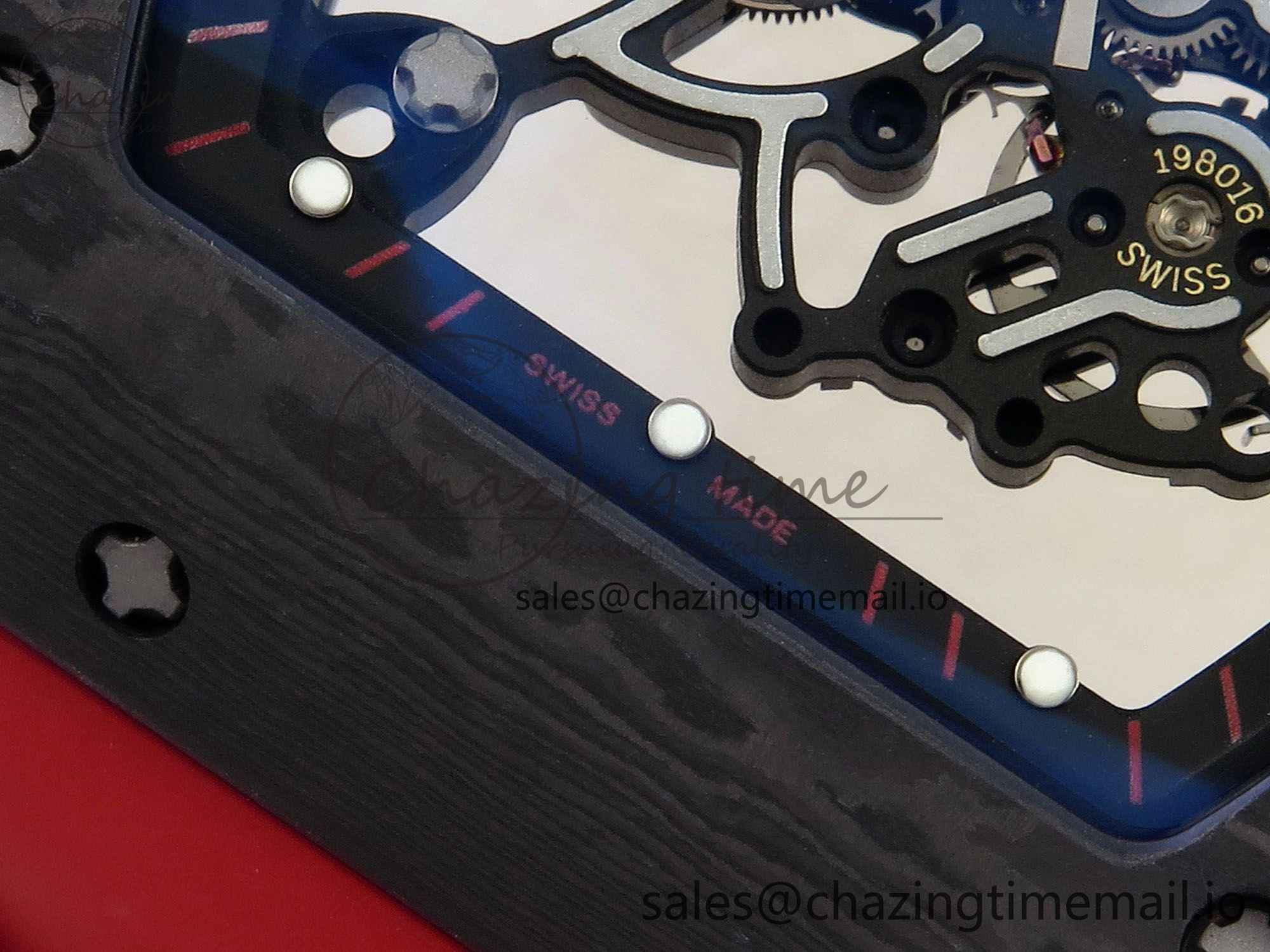 RM055 Ti NTPT UOKF 1:1 Best Edition Black Inner Bezel Red Crown on Red Rubber Strap RMUL2 Super Clone Thermal 9223