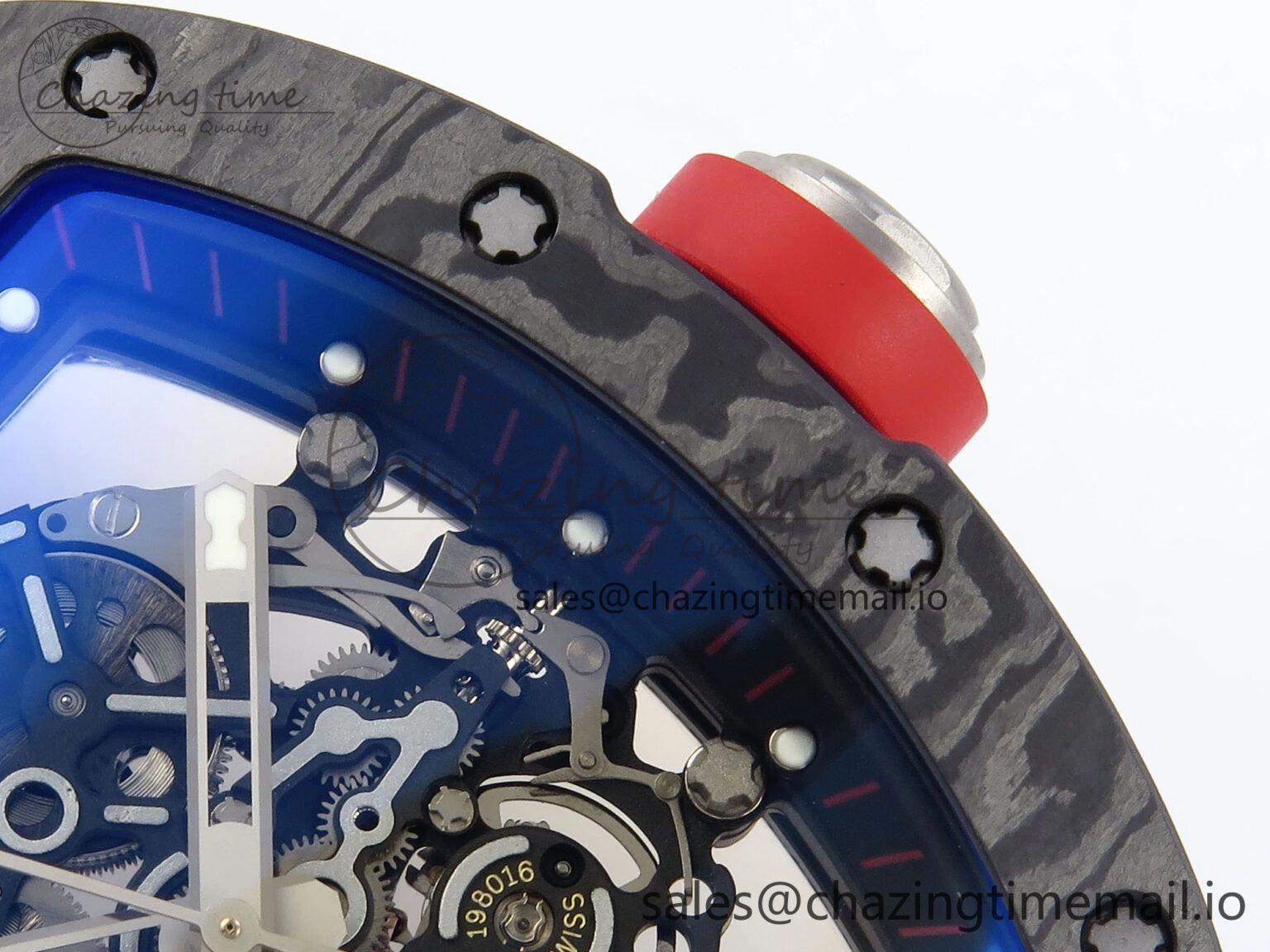 RM055 Ti NTPT UOKF 1:1 Best Edition Black Inner Bezel Red Crown on Red Rubber Strap RMUL2 Super Clone Thermal 9223