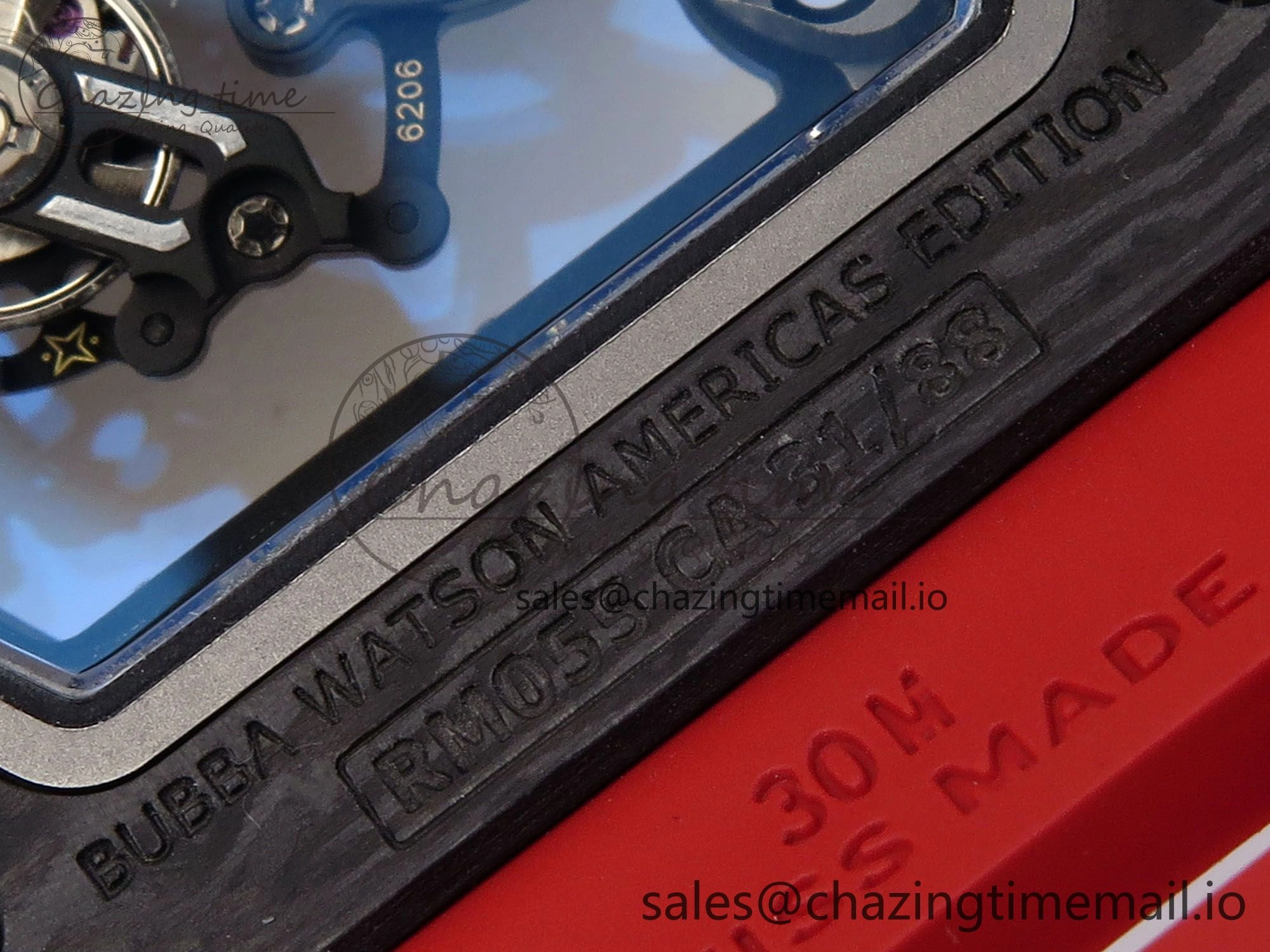 RM055 Ti NTPT UOKF 1:1 Best Edition Black Inner Bezel Red Crown on Red Rubber Strap RMUL2 Super Clone Thermal 9223