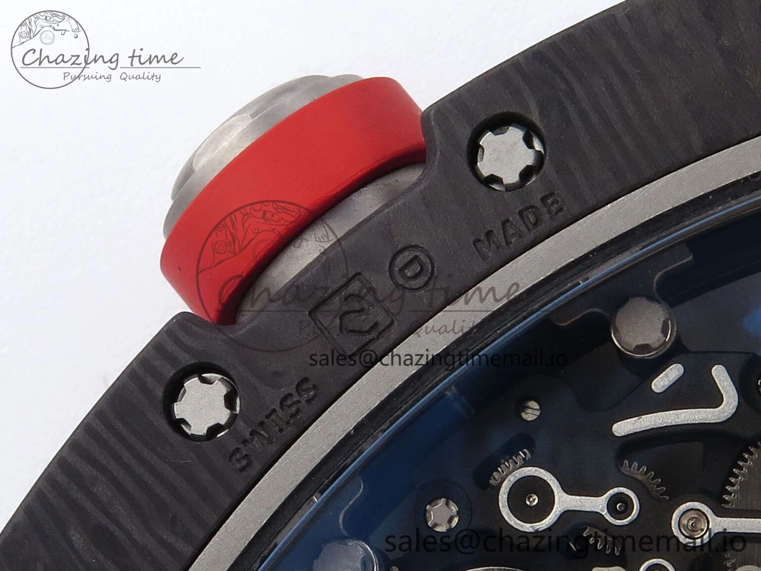 RM055 Ti NTPT UOKF 1:1 Best Edition Black Inner Bezel Red Crown on Red Rubber Strap RMUL2 Super Clone Thermal 9223