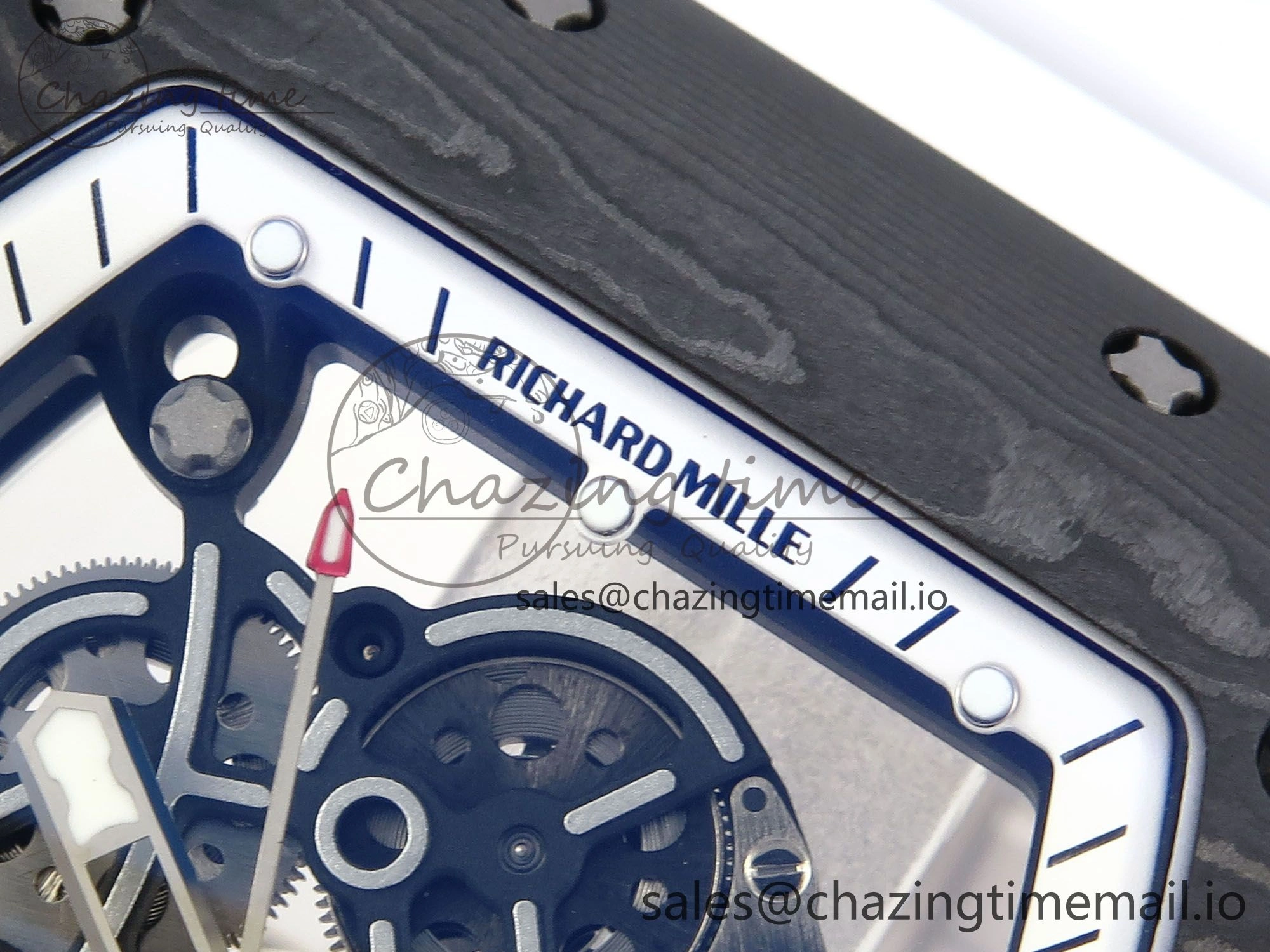 Casual RM055 Ti NTPT UOKF 1:1 Best Edition White Black Inner Bezel White Crown on White Rubber Strap RMUL2 Super Clone 9222