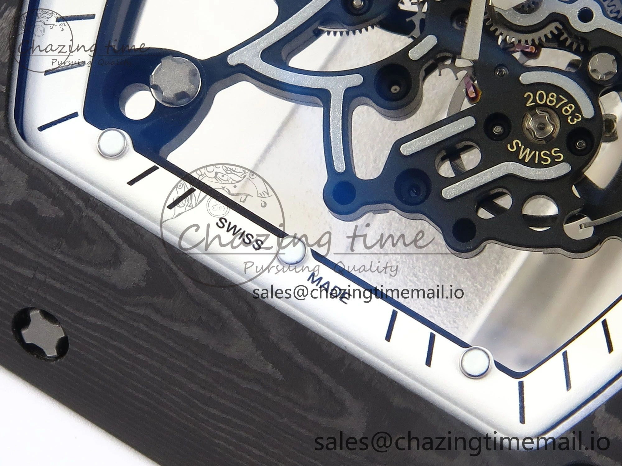 Casual RM055 Ti NTPT UOKF 1:1 Best Edition White Black Inner Bezel White Crown on White Rubber Strap RMUL2 Super Clone 9222