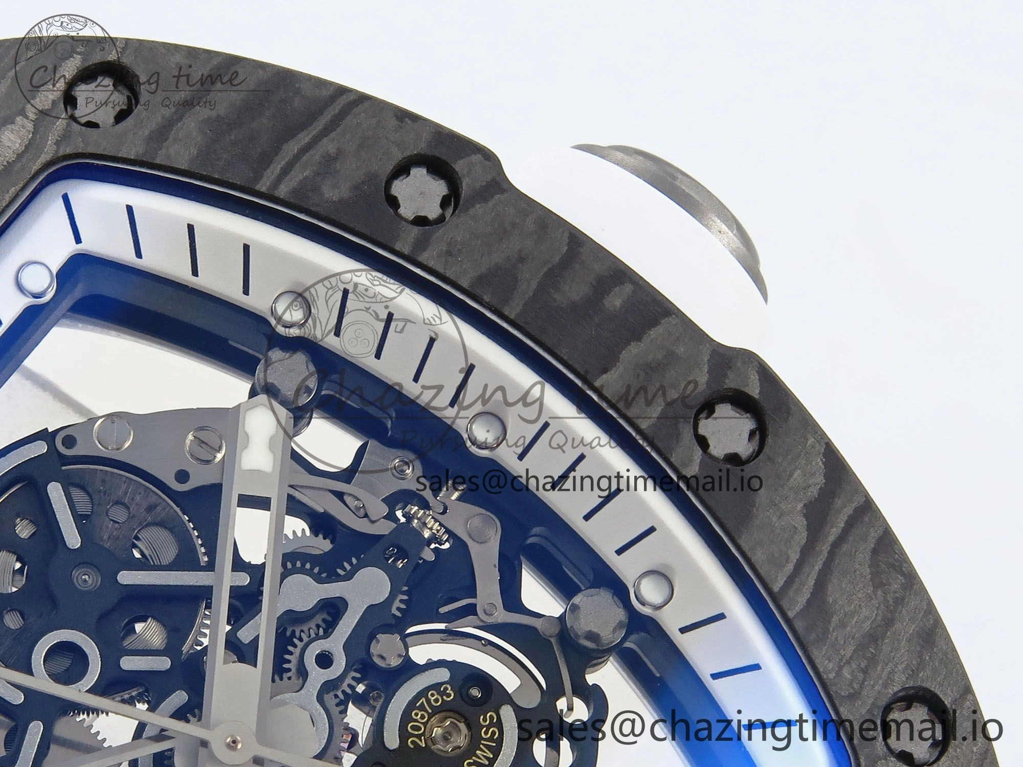 Casual RM055 Ti NTPT UOKF 1:1 Best Edition White Black Inner Bezel White Crown on White Rubber Strap RMUL2 Super Clone 9222