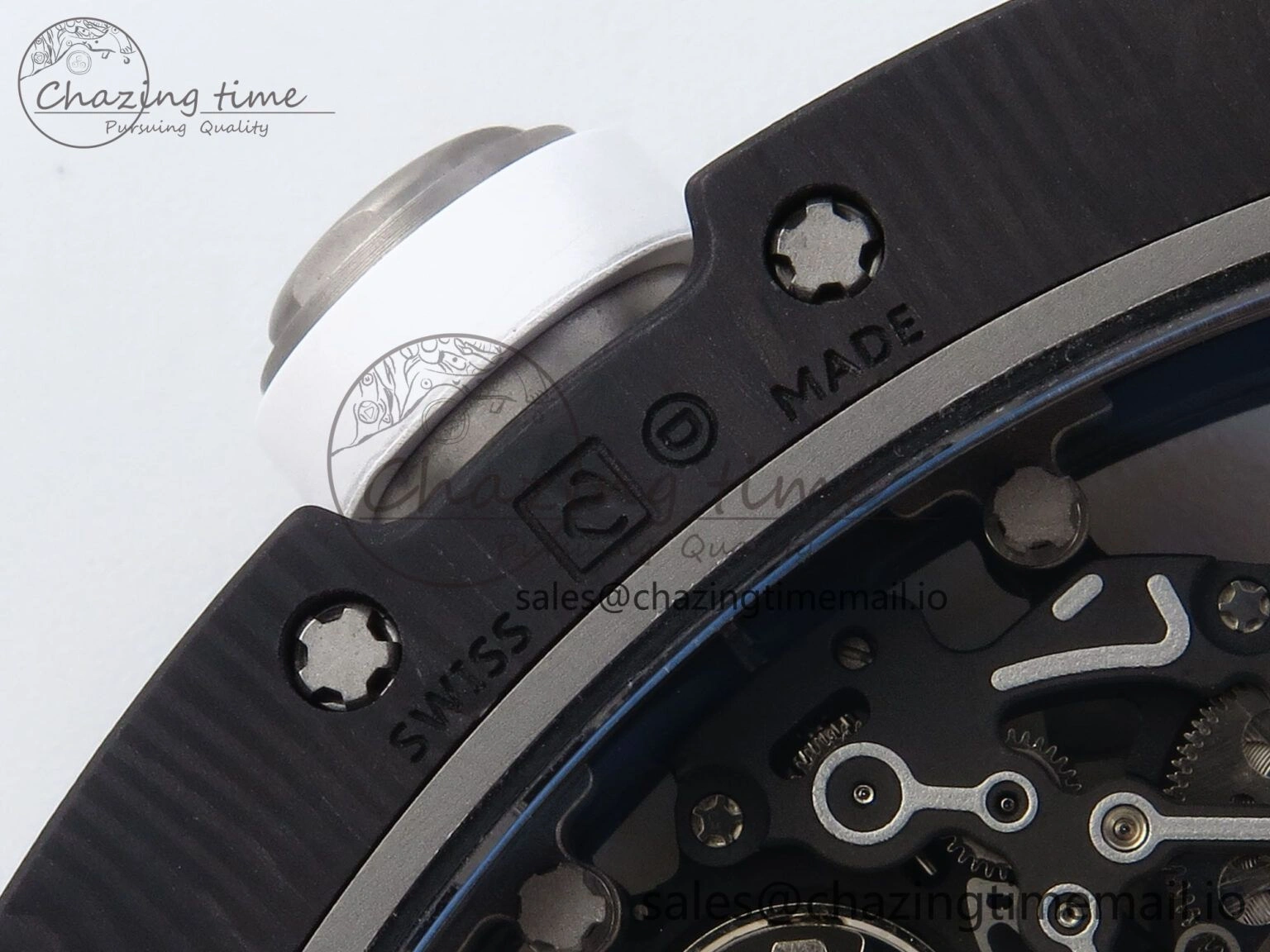 Casual RM055 Ti NTPT UOKF 1:1 Best Edition White Black Inner Bezel White Crown on White Rubber Strap RMUL2 Super Clone 9222