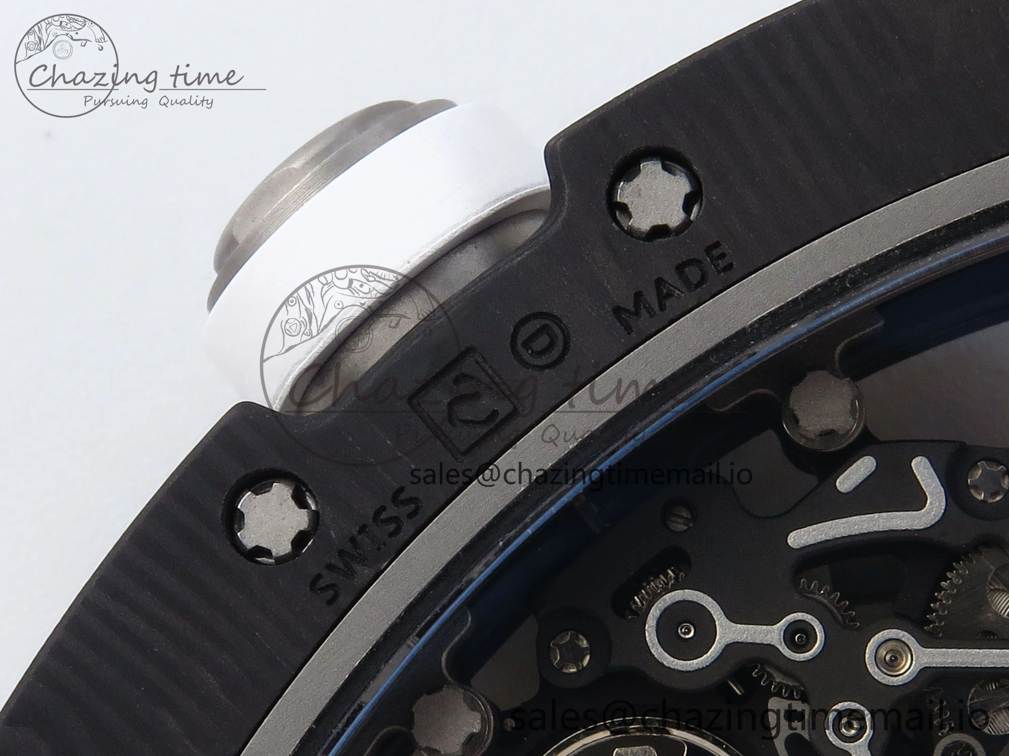 Casual RM055 Ti NTPT UOKF 1:1 Best Edition White Black Inner Bezel White Crown on White Rubber Strap RMUL2 Super Clone 9222