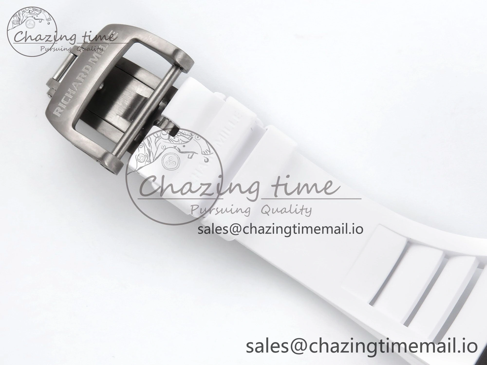 Casual RM055 Ti NTPT UOKF 1:1 Best Edition White Black Inner Bezel White Crown on White Rubber Strap RMUL2 Super Clone 9222