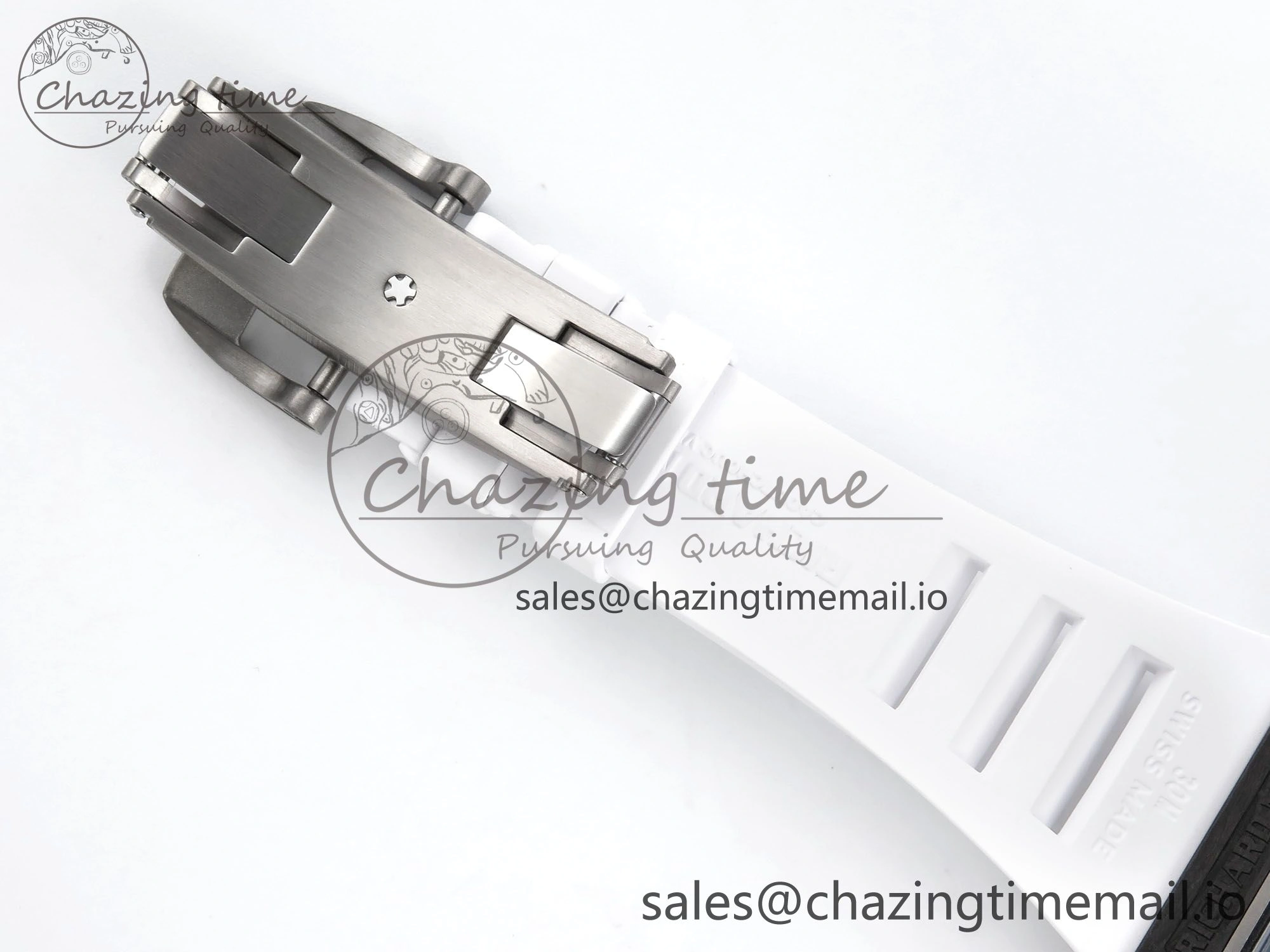 Casual RM055 Ti NTPT UOKF 1:1 Best Edition White Black Inner Bezel White Crown on White Rubber Strap RMUL2 Super Clone 9222