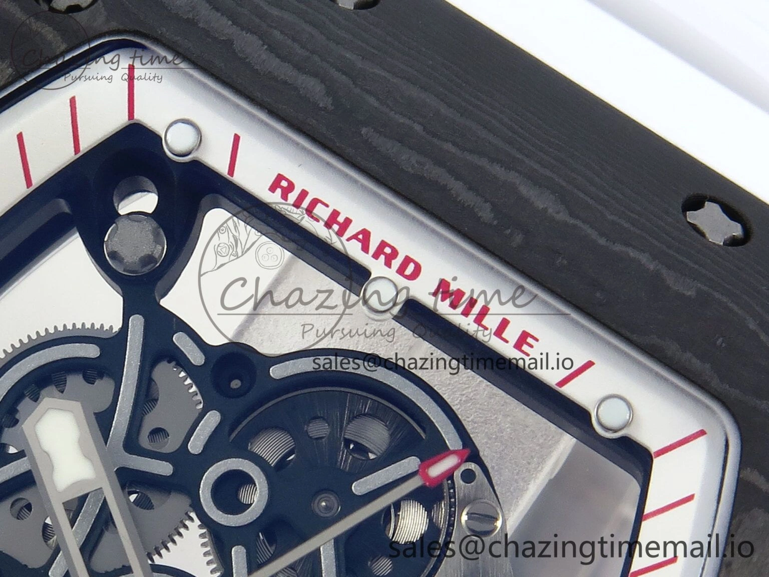 RM055 Ti NTPT UOKF 1:1 Best Edition White Red Inner Bezel White Crown on White Rubber Strap RMUL2 Super Clone Sleek 9227