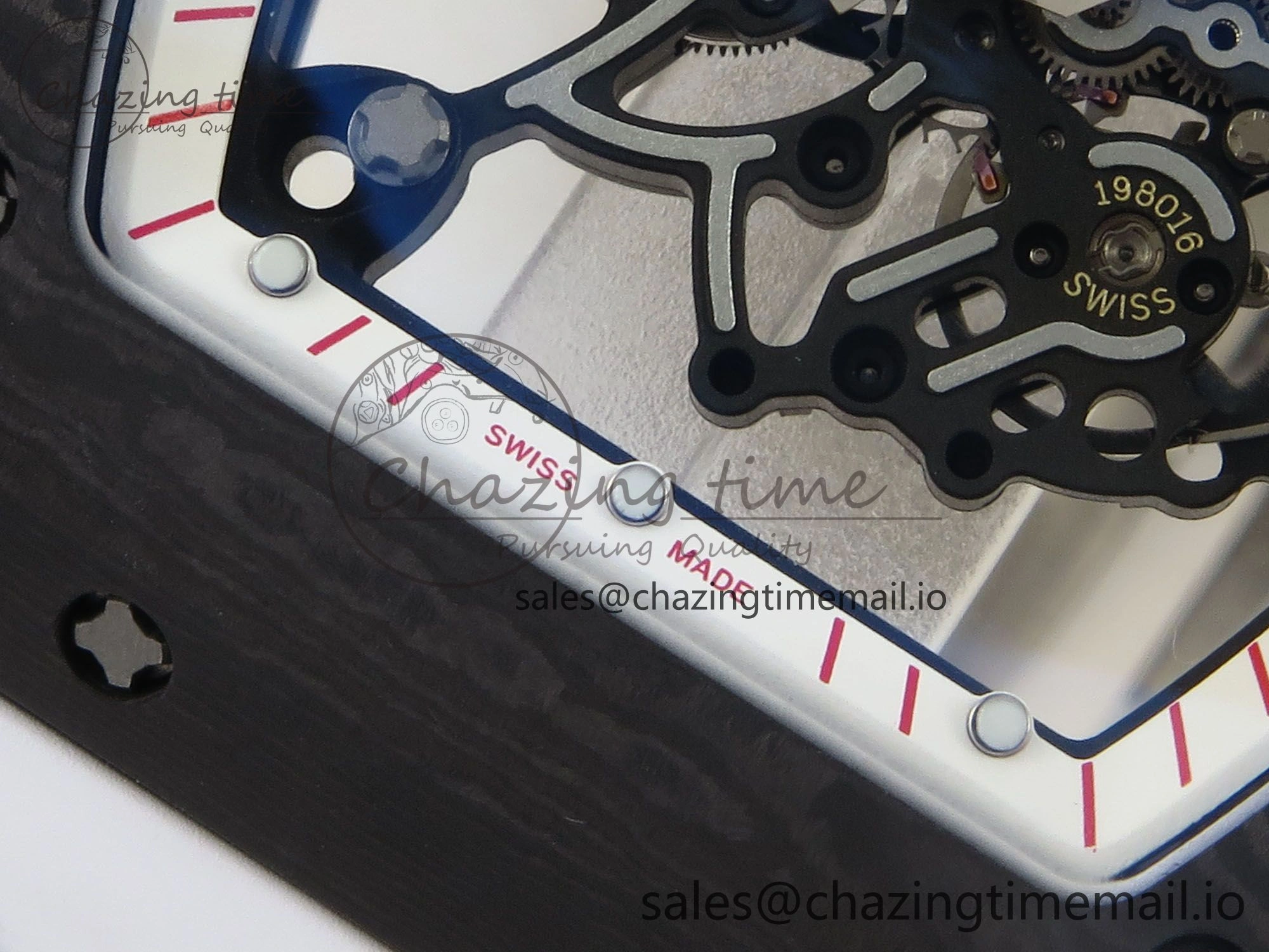 RM055 Ti NTPT UOKF 1:1 Best Edition White Red Inner Bezel White Crown on White Rubber Strap RMUL2 Super Clone Sleek 9227