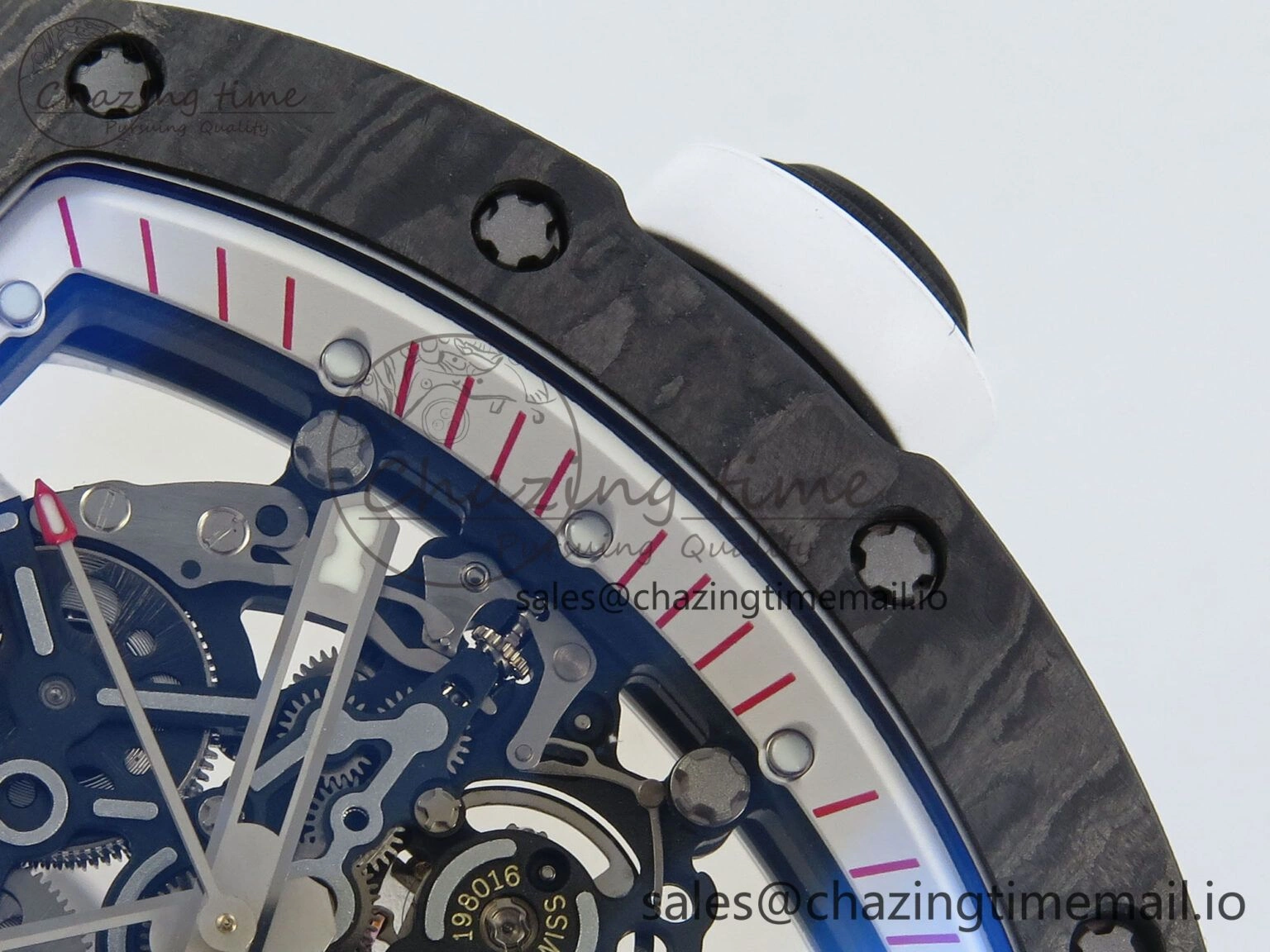 RM055 Ti NTPT UOKF 1:1 Best Edition White Red Inner Bezel White Crown on White Rubber Strap RMUL2 Super Clone Sleek 9227