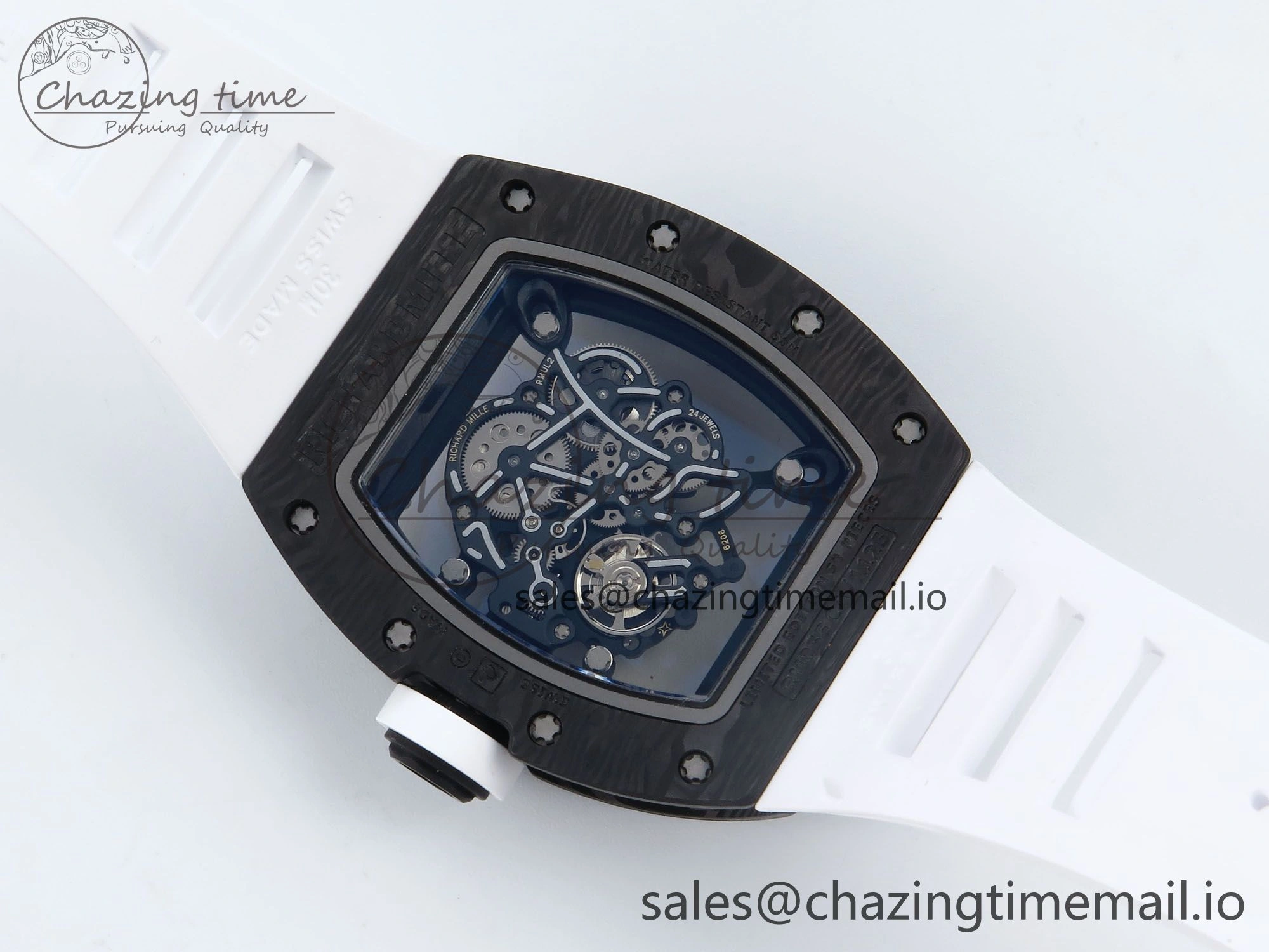 RM055 Ti NTPT UOKF 1:1 Best Edition White Red Inner Bezel White Crown on White Rubber Strap RMUL2 Super Clone Sleek 9227