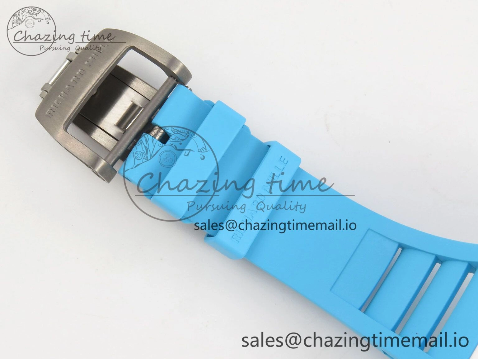 RM055 White Ceramic APSF 1:1 Best Edition Blue Inner Bezel on Blue Rubber Strap RMUL2 Super Clone TechFriendly 9142