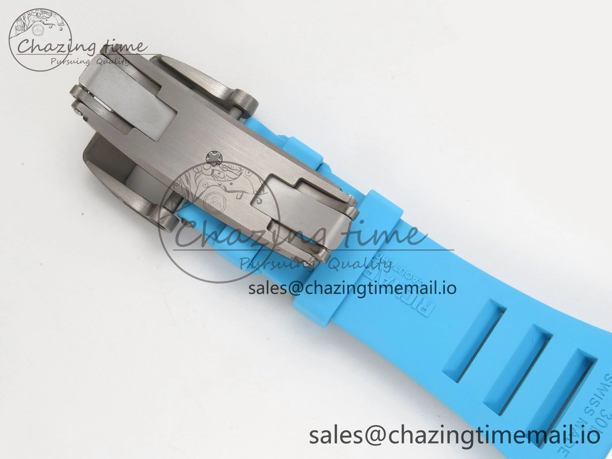 RM055 White Ceramic APSF 1:1 Best Edition Blue Inner Bezel on Blue Rubber Strap RMUL2 Super Clone TechFriendly 9142