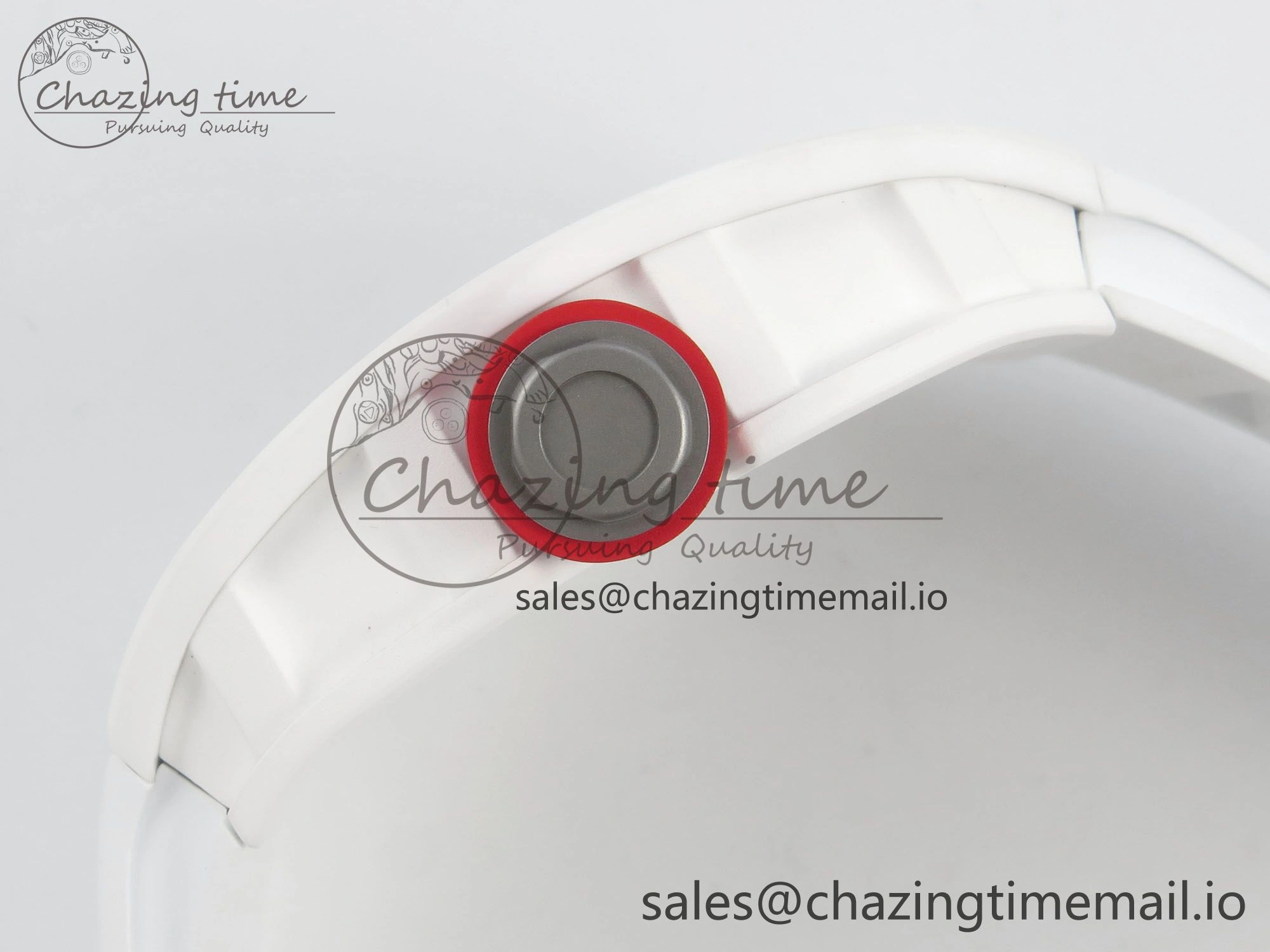 SmartChoice RM055 White Ceramic APSF 1:1 Best Edition Red Inner Bezel on White Rubber Strap RMUL2 Super Clone 9143