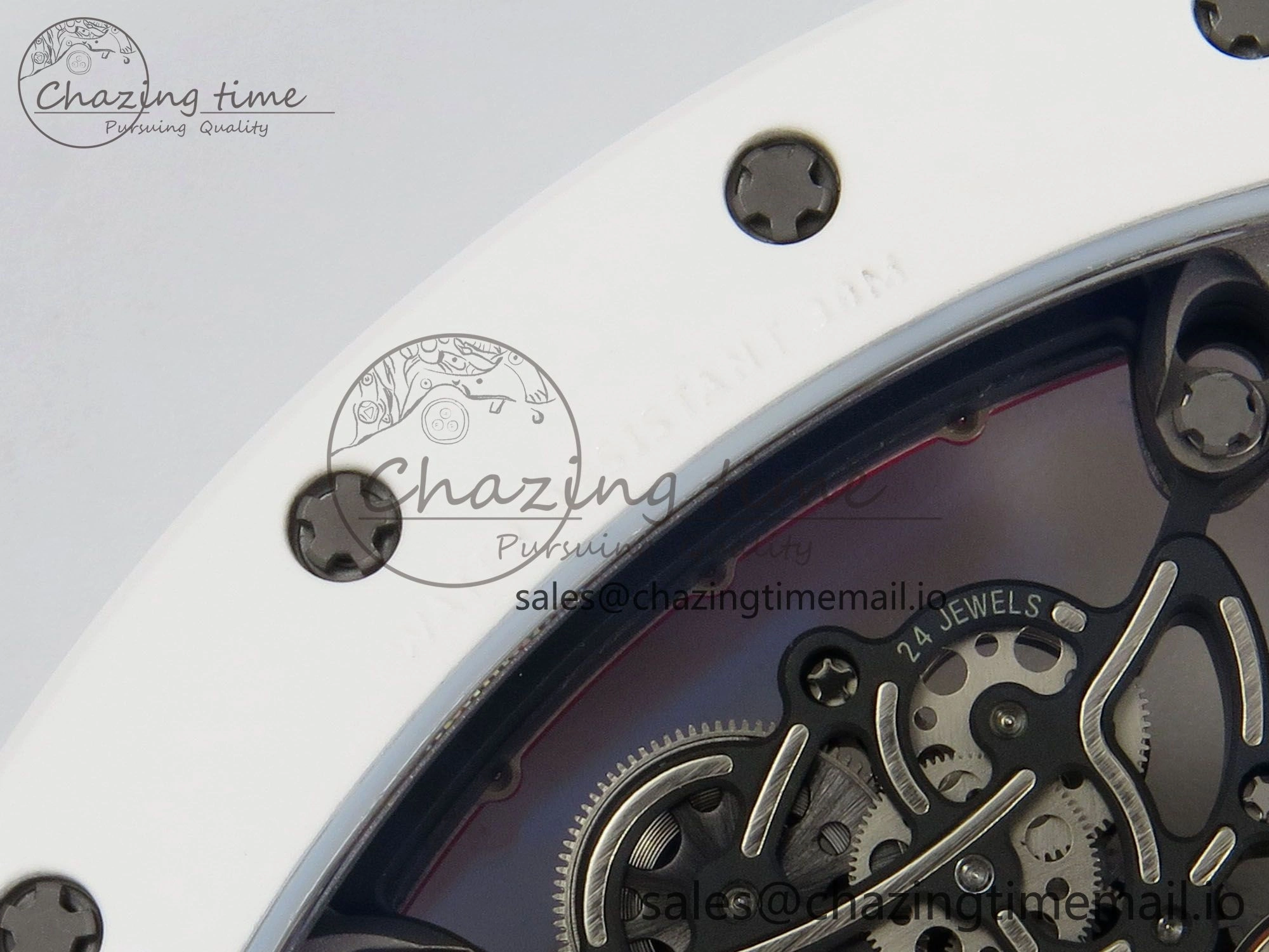 SmartChoice RM055 White Ceramic APSF 1:1 Best Edition Red Inner Bezel on White Rubber Strap RMUL2 Super Clone 9143