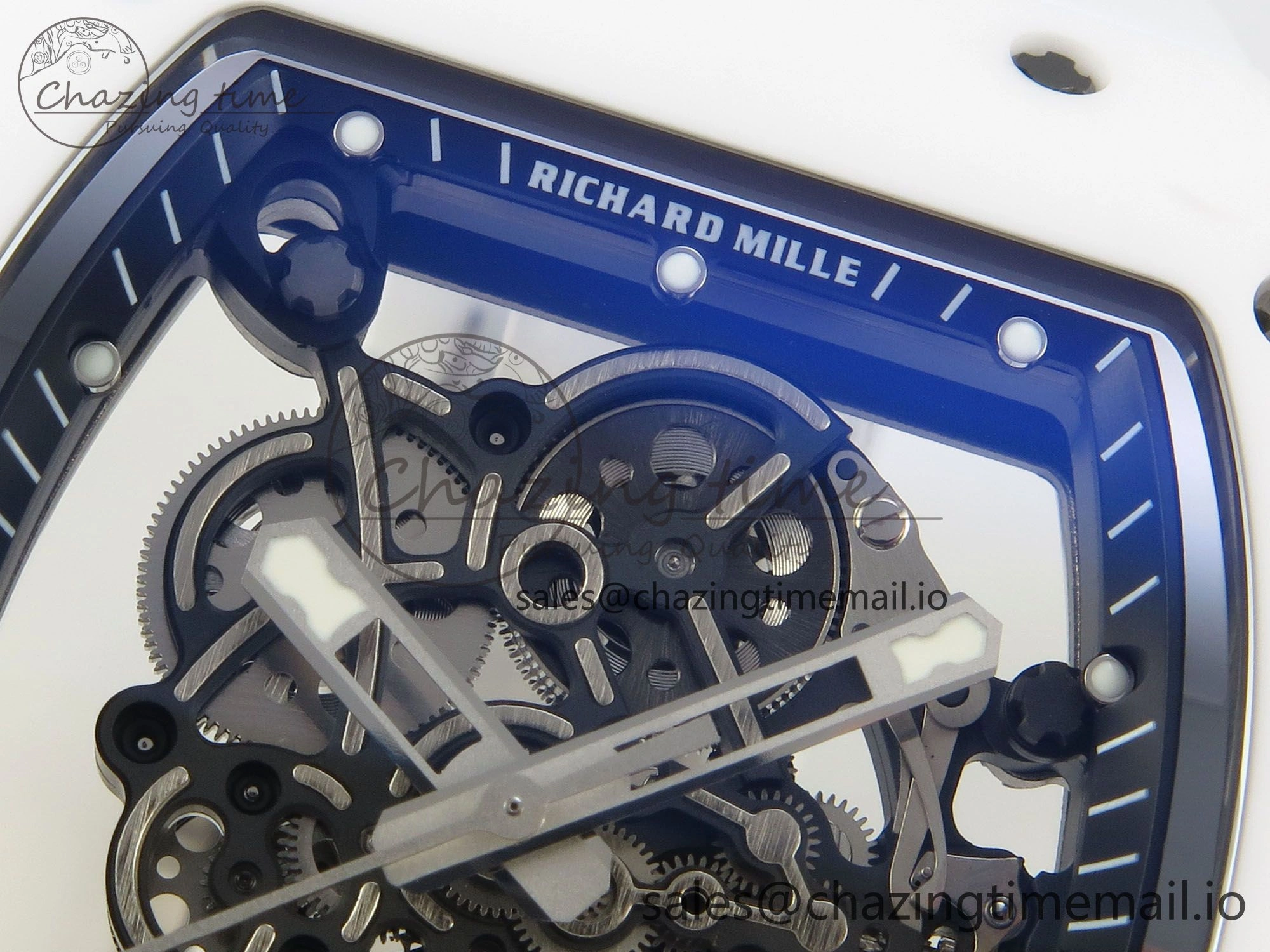 RM055 White Ceramic APSF 1:1 Best Edition Skeleton Dial on White Rubber Strap RMUL2 Super Clone Colorful 9178