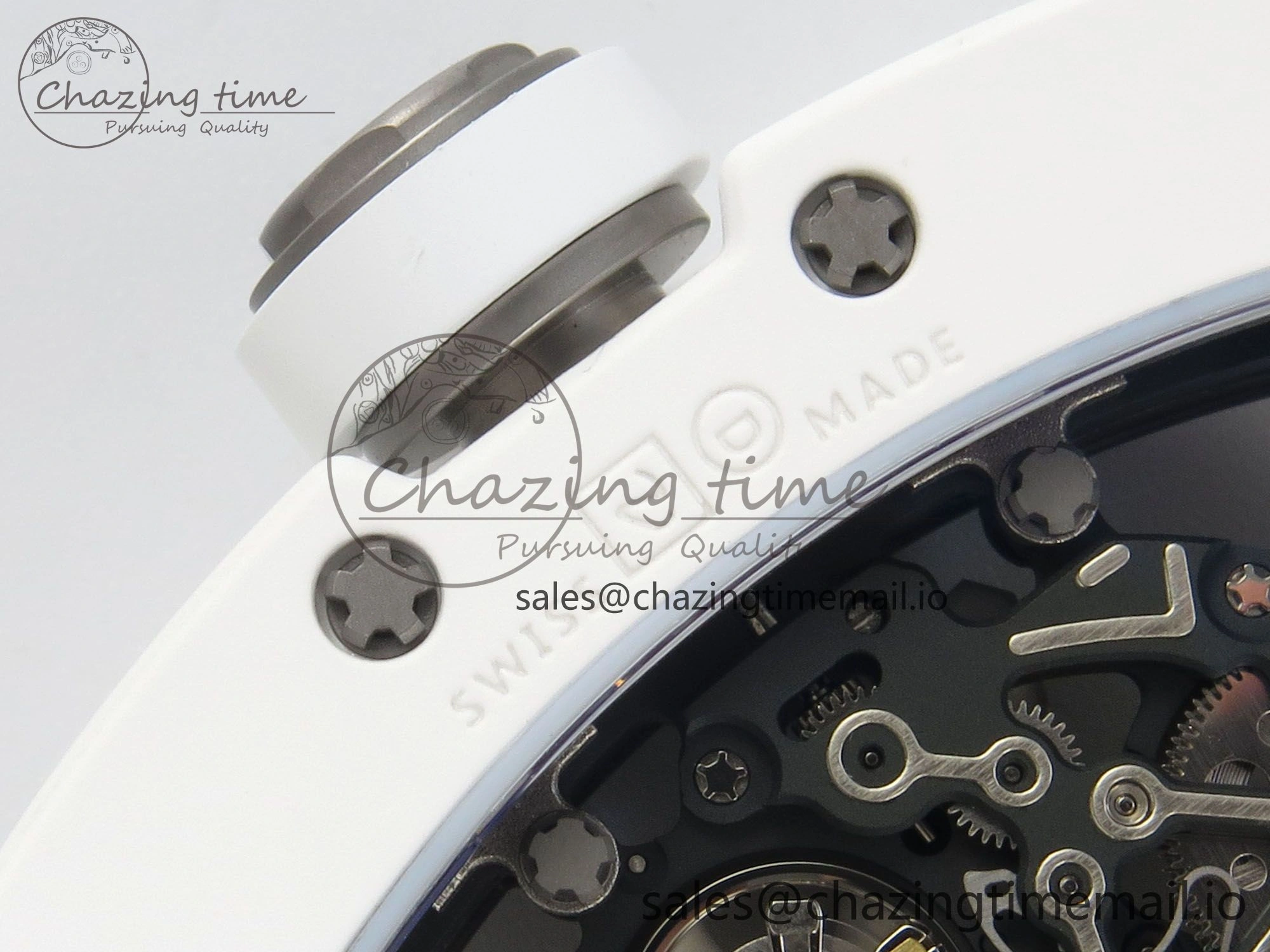 RM055 White Ceramic APSF 1:1 Best Edition Skeleton Dial on White Rubber Strap RMUL2 Super Clone Colorful 9178