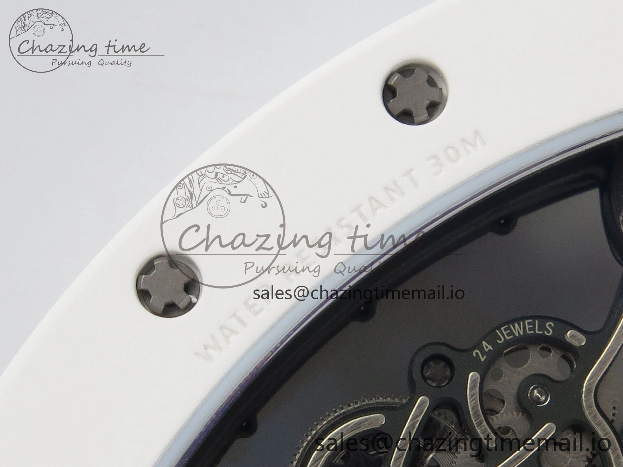 RM055 White Ceramic APSF 1:1 Best Edition Skeleton Dial on White Rubber Strap RMUL2 Super Clone Colorful 9178