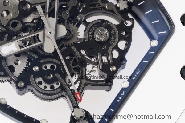 Packable RM055 White Ceramic BBR Best Edition Skeleton Dial on White Rubber Strap Clone RMUL2 V 9357