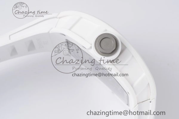 Packable RM055 White Ceramic BBR Best Edition Skeleton Dial on White Rubber Strap Clone RMUL2 V 9357