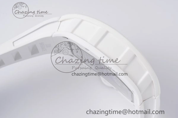 Packable RM055 White Ceramic BBR Best Edition Skeleton Dial on White Rubber Strap Clone RMUL2 V 9357