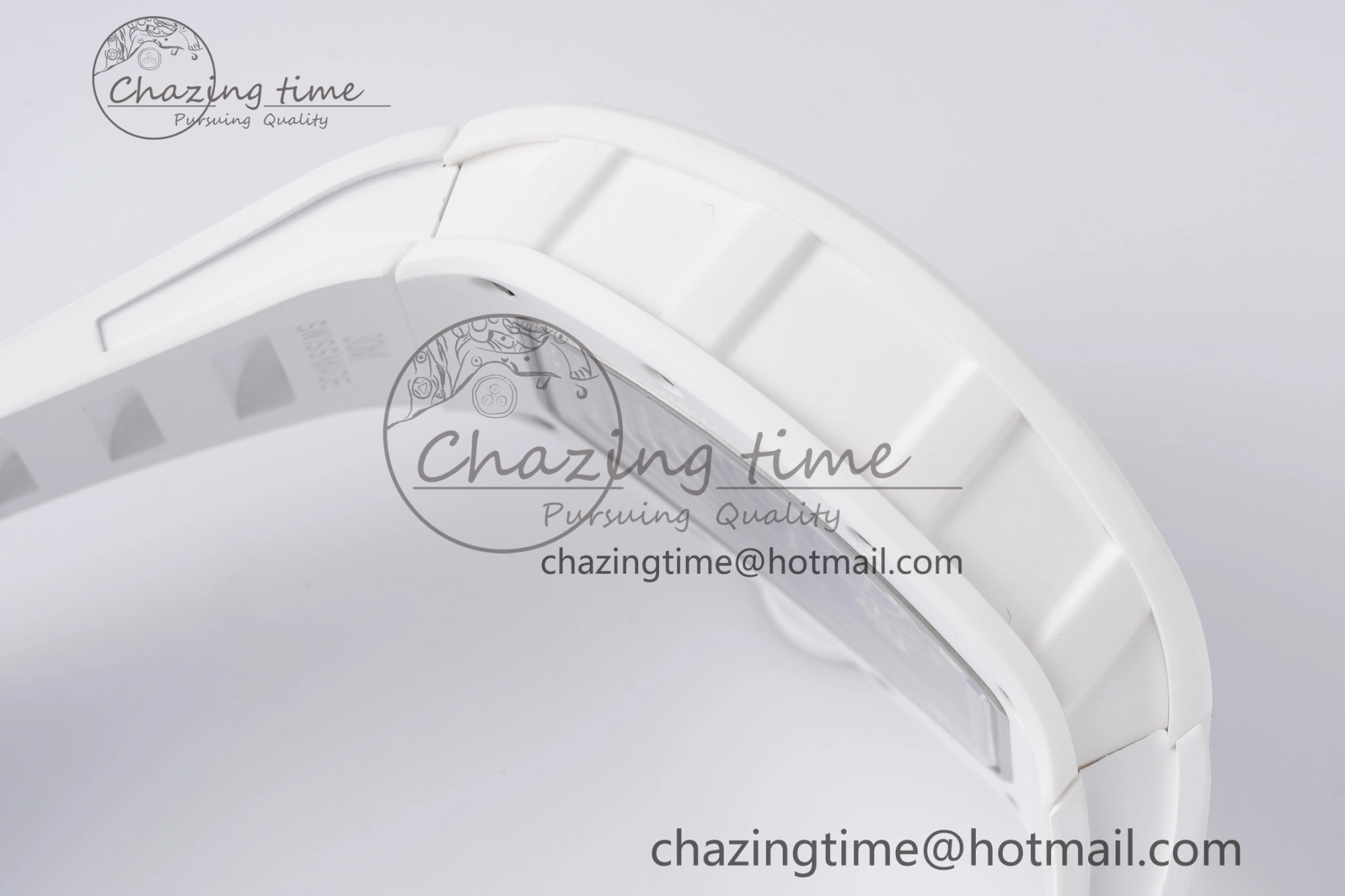 Packable RM055 White Ceramic BBR Best Edition Skeleton Dial on White Rubber Strap Clone RMUL2 V 9357