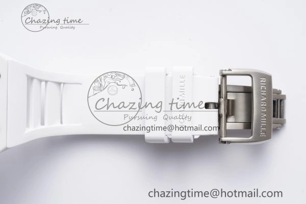 Packable RM055 White Ceramic BBR Best Edition Skeleton Dial on White Rubber Strap Clone RMUL2 V 9357