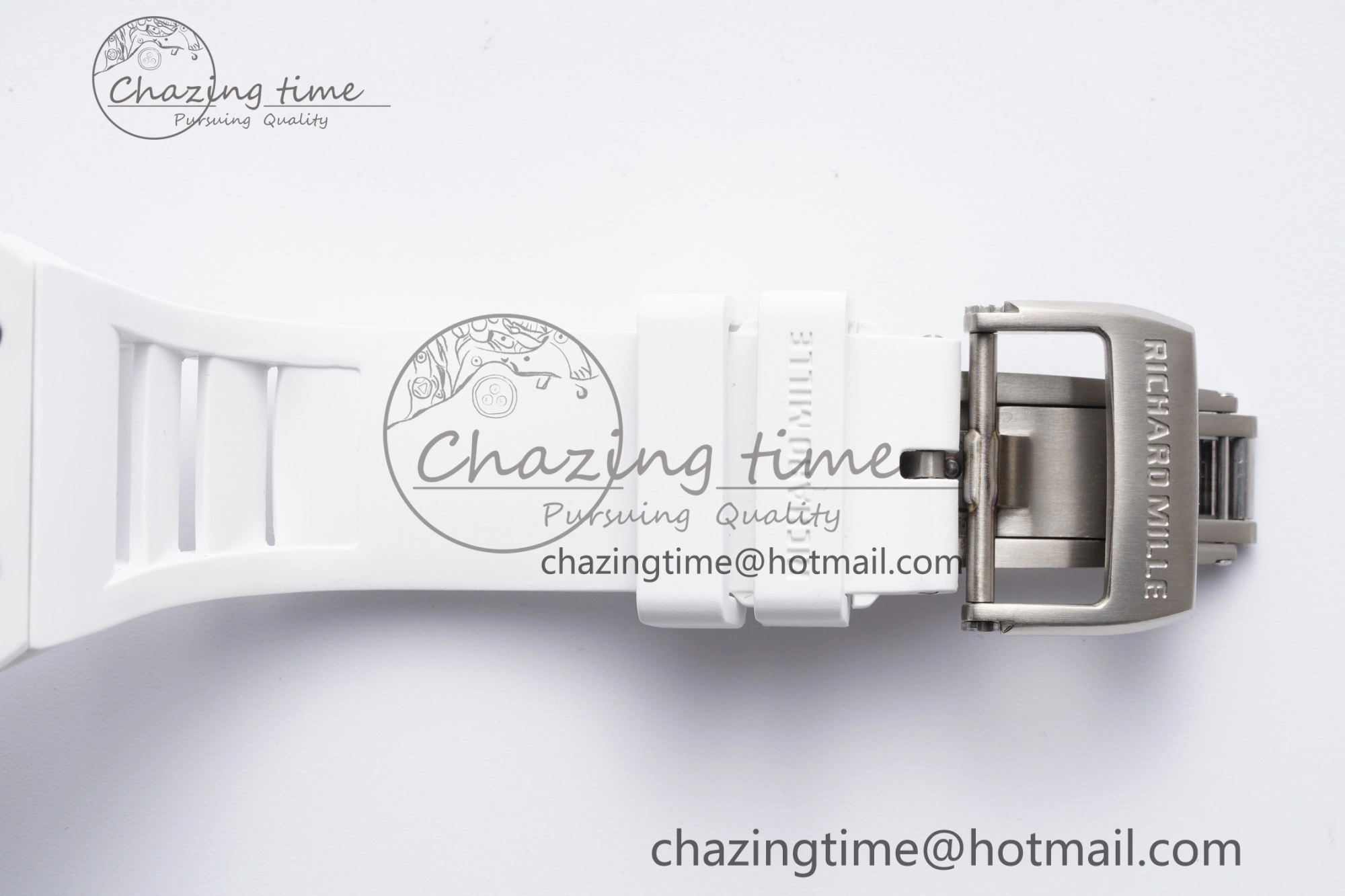 Packable RM055 White Ceramic BBR Best Edition Skeleton Dial on White Rubber Strap Clone RMUL2 V 9357