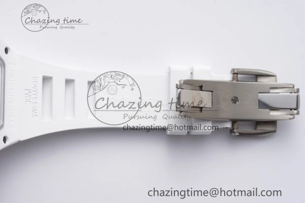 Packable RM055 White Ceramic BBR Best Edition Skeleton Dial on White Rubber Strap Clone RMUL2 V 9357