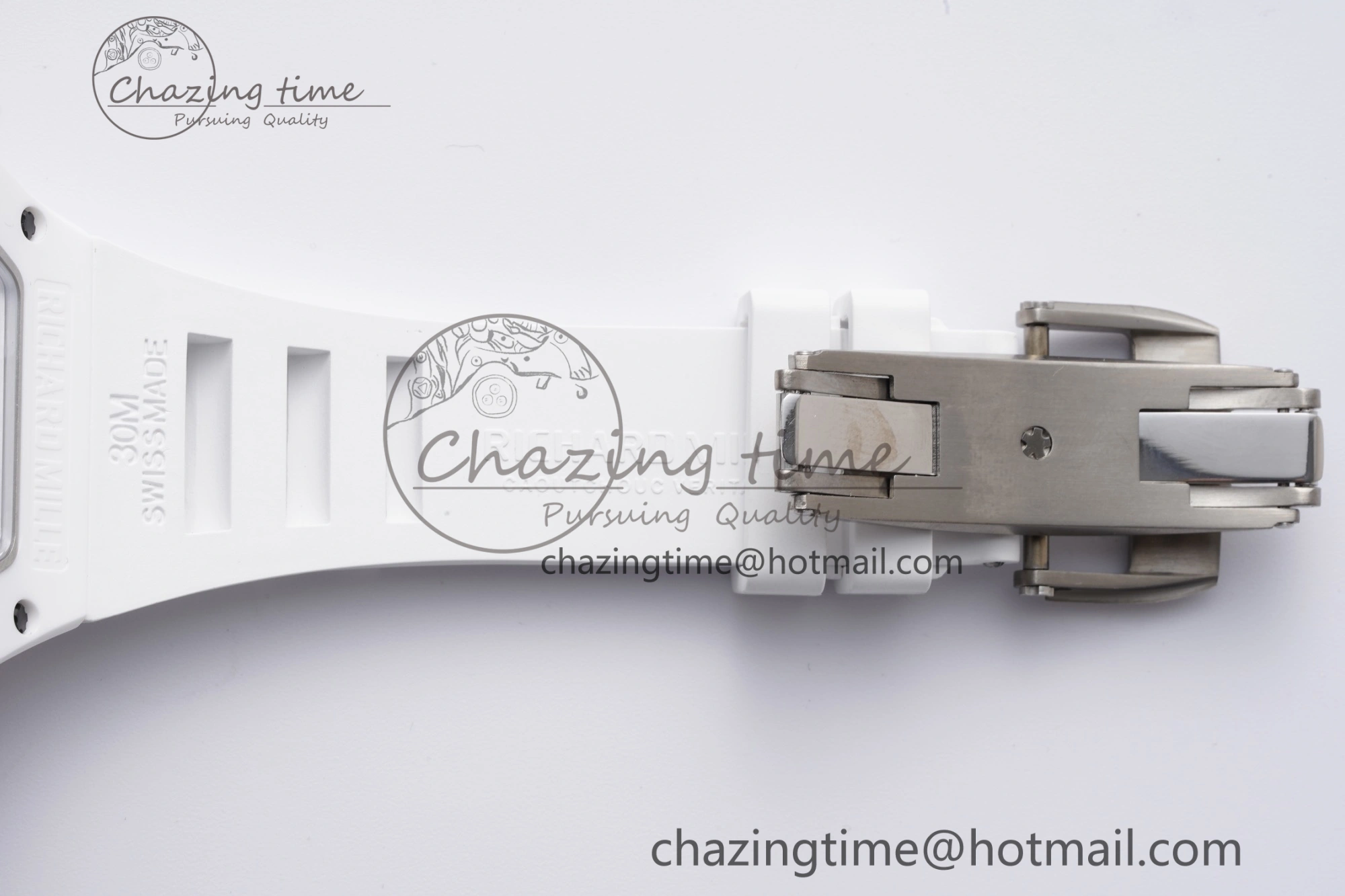 Packable RM055 White Ceramic BBR Best Edition Skeleton Dial on White Rubber Strap Clone RMUL2 V 9357