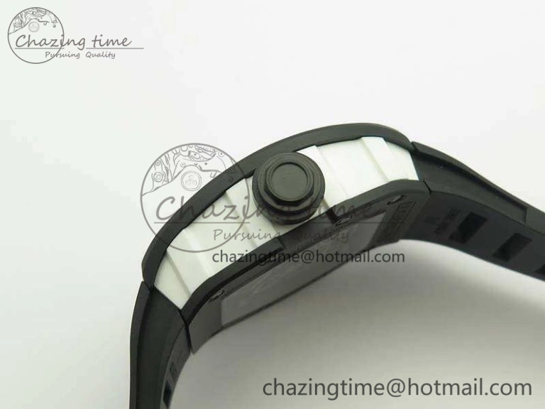 RM055 White Ceramic Case KVF Best Edition Ceramic Bezel Skeleton Dial On Black Rubber Strap MIYOTA Efficient 9501