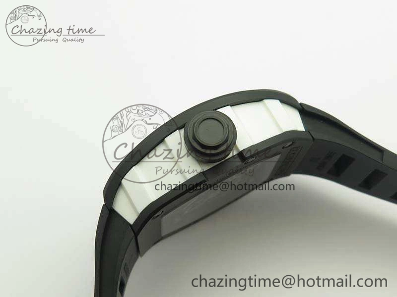 RM055 White Ceramic Case KVF Best Edition Ceramic Bezel Skeleton Dial On Black Rubber Strap MIYOTA Efficient 9501