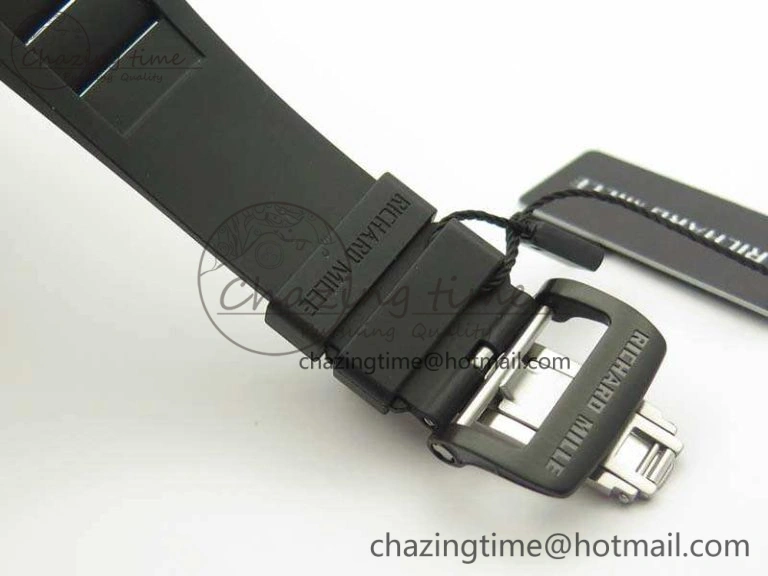 RM055 White Ceramic Case KVF Best Edition Ceramic Bezel Skeleton Dial On Black Rubber Strap MIYOTA Efficient 9501