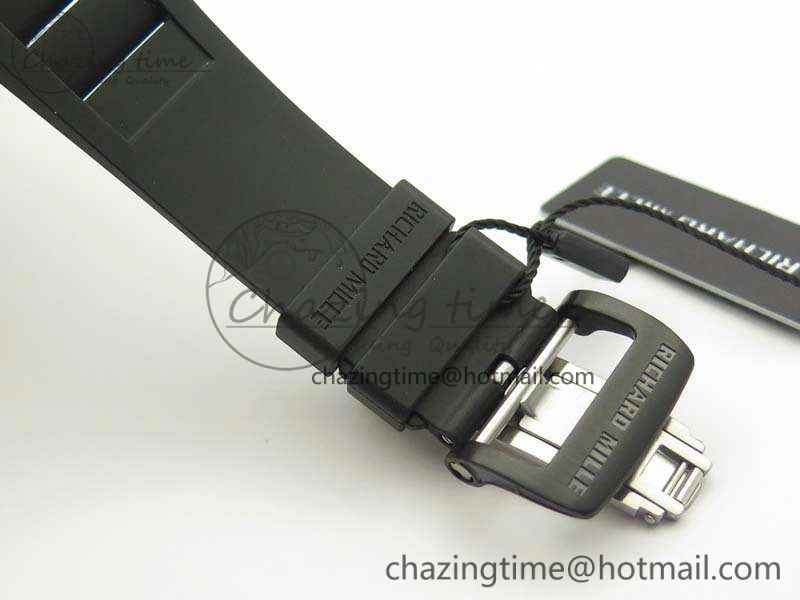 RM055 White Ceramic Case KVF Best Edition Ceramic Bezel Skeleton Dial On Black Rubber Strap MIYOTA Efficient 9501