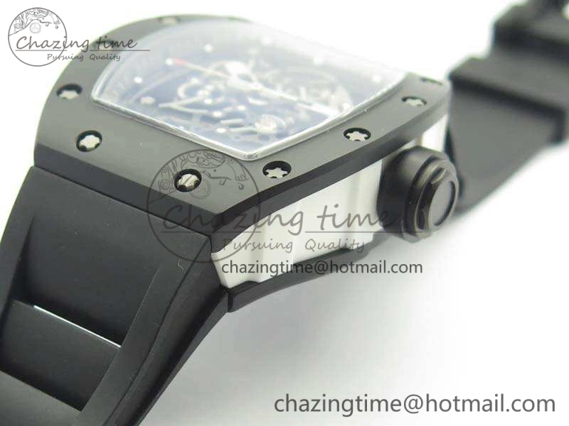 RM055 White Ceramic Case KVF Best Edition Ceramic Bezel Skeleton Dial On Black Rubber Strap MIYOTA Efficient 9501