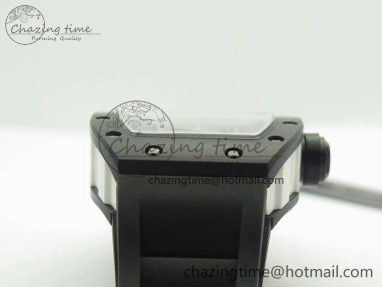RM055 White Ceramic Case KVF Best Edition Ceramic Bezel Skeleton Dial On Black Rubber Strap MIYOTA Efficient 9501