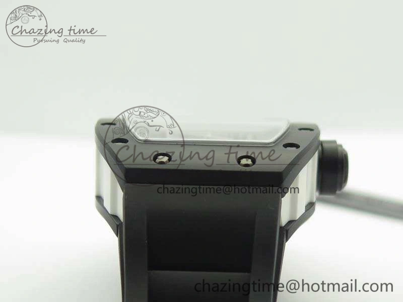 RM055 White Ceramic Case KVF Best Edition Ceramic Bezel Skeleton Dial On Black Rubber Strap MIYOTA Efficient 9501