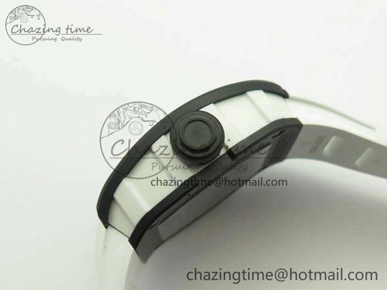 Soft RM055 White Ceramic Case KVF Best Edition Ceramic Bezel Skeleton Dial On White Rubber Strap MIYOTA 9497