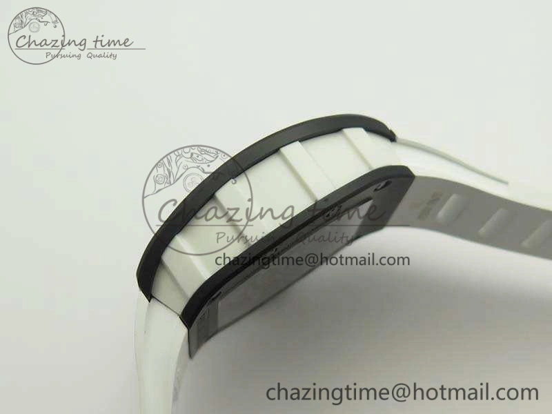 Soft RM055 White Ceramic Case KVF Best Edition Ceramic Bezel Skeleton Dial On White Rubber Strap MIYOTA 9497