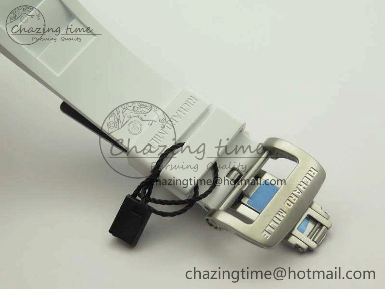 Soft RM055 White Ceramic Case KVF Best Edition Ceramic Bezel Skeleton Dial On White Rubber Strap MIYOTA 9497