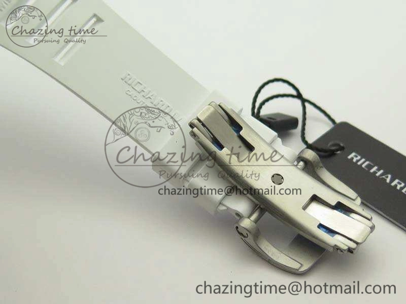 Soft RM055 White Ceramic Case KVF Best Edition Ceramic Bezel Skeleton Dial On White Rubber Strap MIYOTA 9497