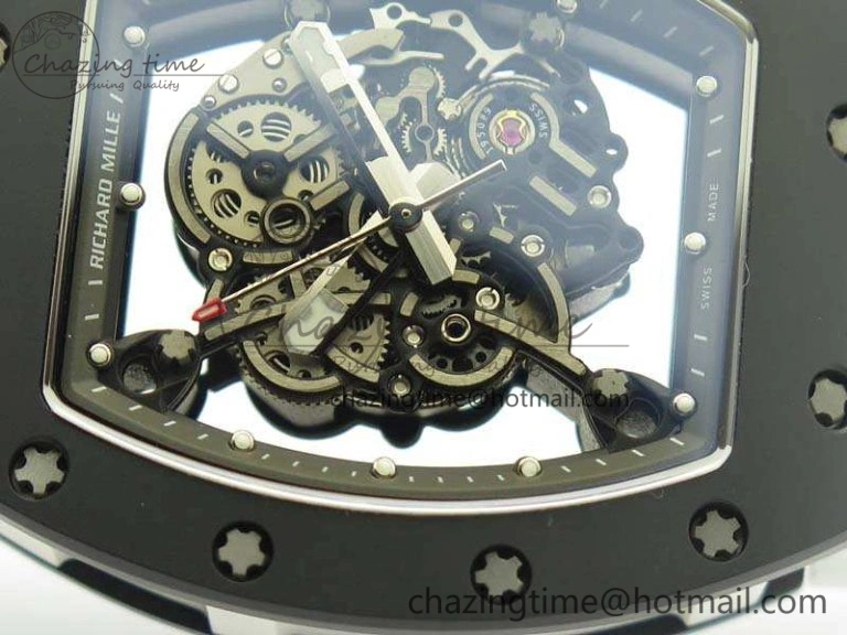 Soft RM055 White Ceramic Case KVF Best Edition Ceramic Bezel Skeleton Dial On White Rubber Strap MIYOTA 9497
