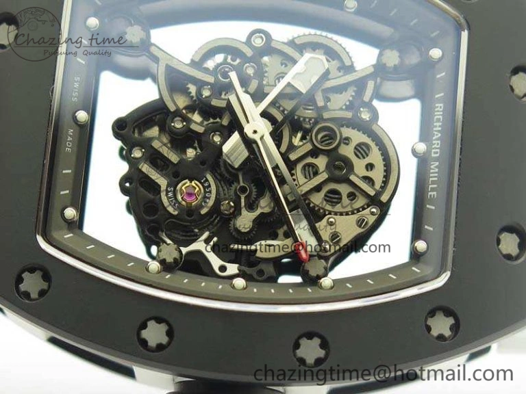 Soft RM055 White Ceramic Case KVF Best Edition Ceramic Bezel Skeleton Dial On White Rubber Strap MIYOTA 9497