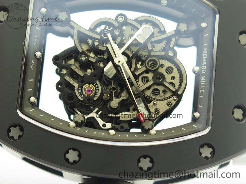 Soft RM055 White Ceramic Case KVF Best Edition Ceramic Bezel Skeleton Dial On White Rubber Strap MIYOTA 9497