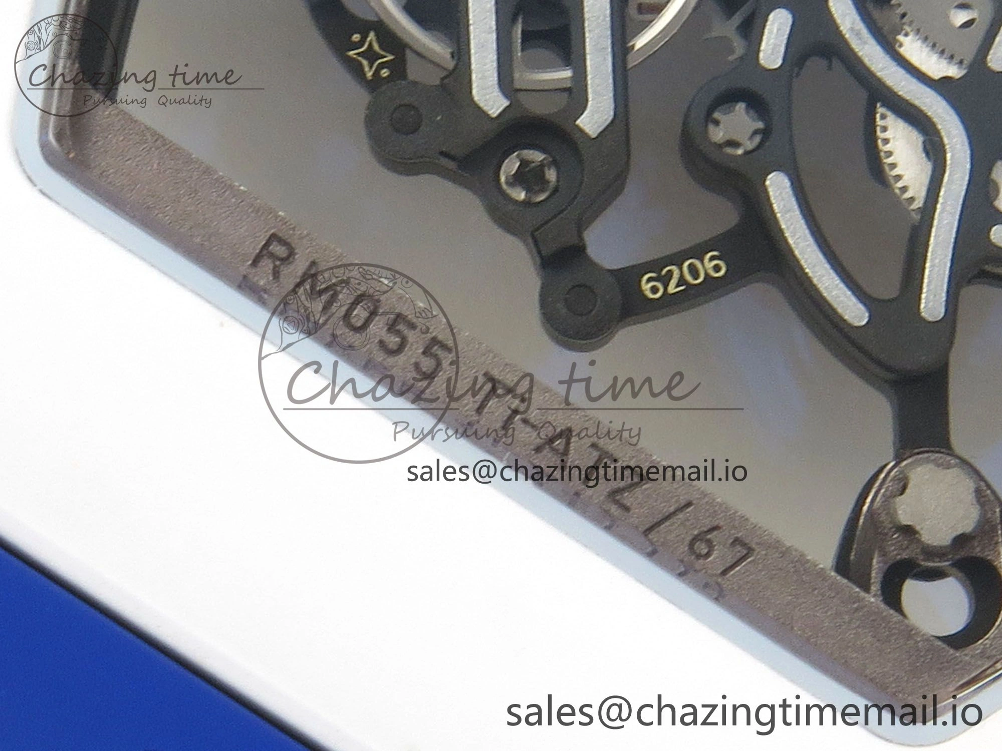 EyeCatching RM055 White Ceramic Japan Edition MLF 1:1 Best Edition on Deep Blue Rubber Strap RMUL2 Super Clone 9170