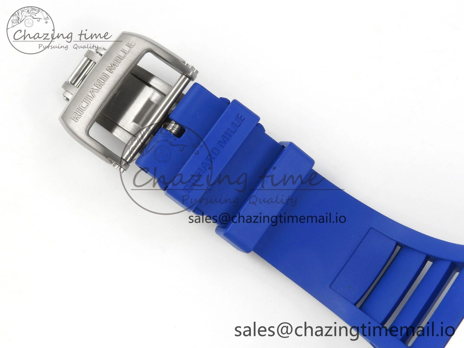 EyeCatching RM055 White Ceramic Japan Edition MLF 1:1 Best Edition on Deep Blue Rubber Strap RMUL2 Super Clone 9170