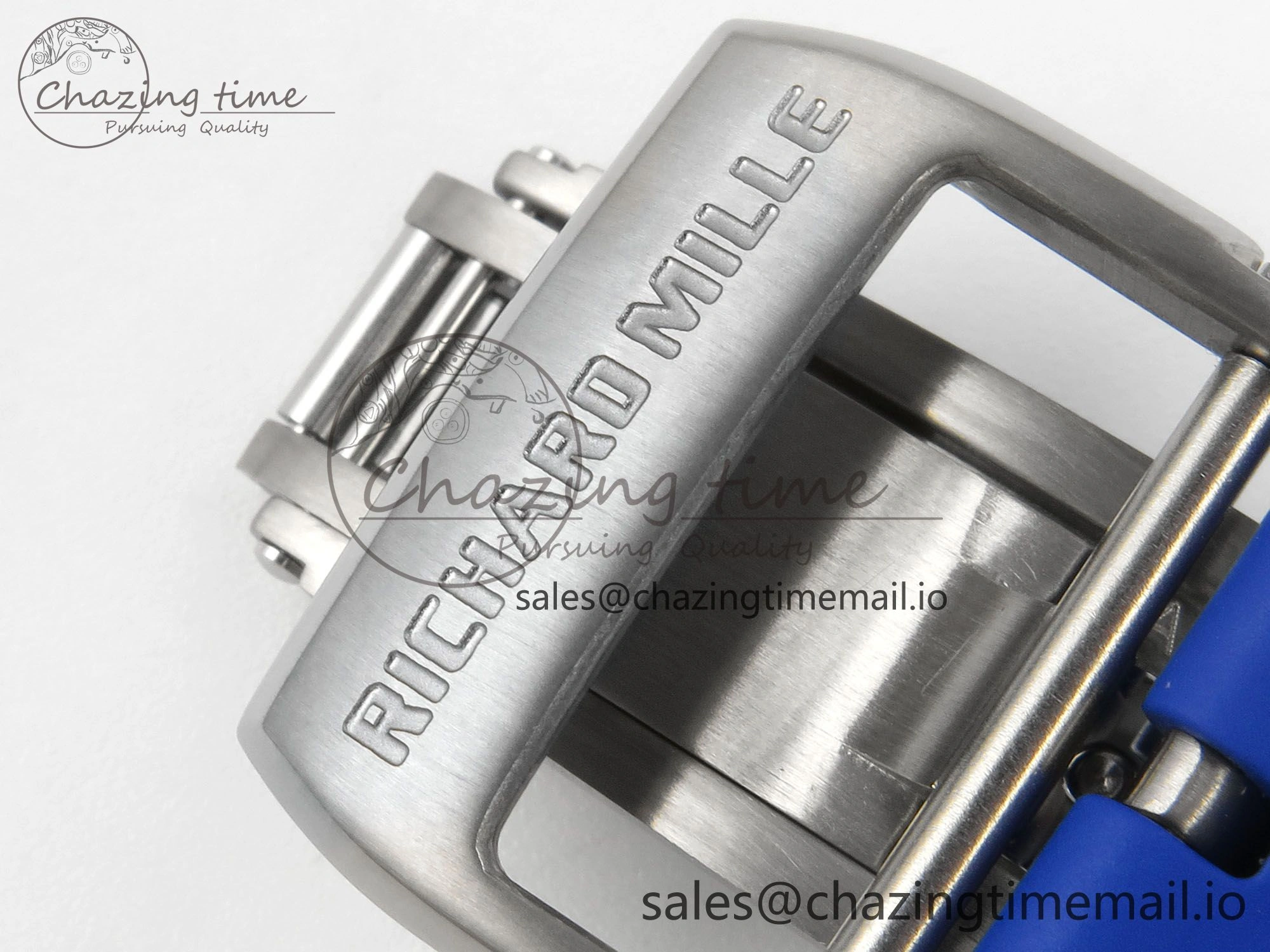 EyeCatching RM055 White Ceramic Japan Edition MLF 1:1 Best Edition on Deep Blue Rubber Strap RMUL2 Super Clone 9170